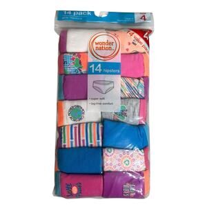 Wonder Nation Hipster Girls Underwear 14 Pack size 4 Assorted Colors New